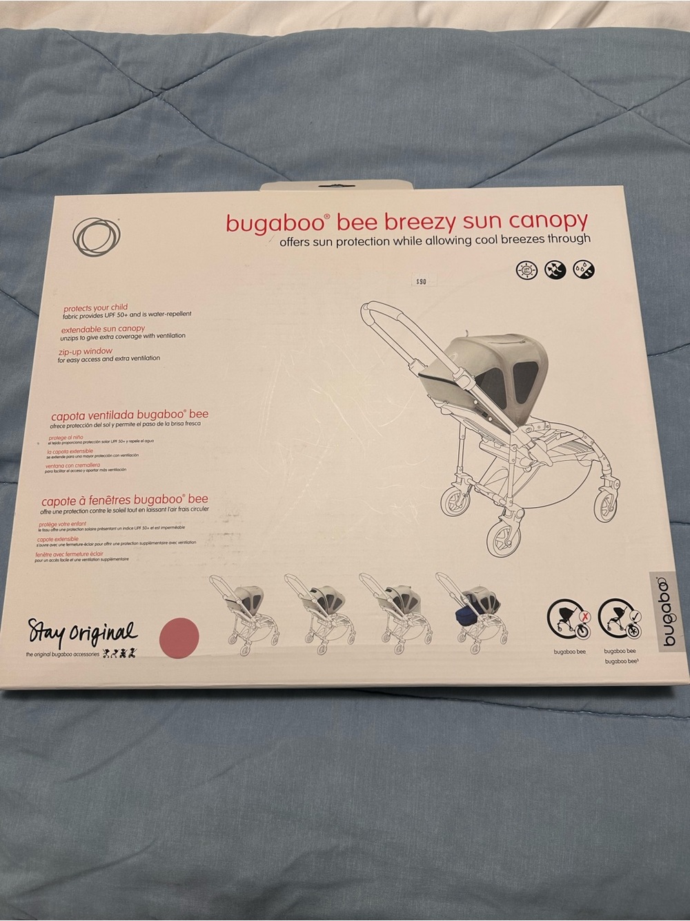 Bugaboo Bee Breezy Sun Canopy - soft pink